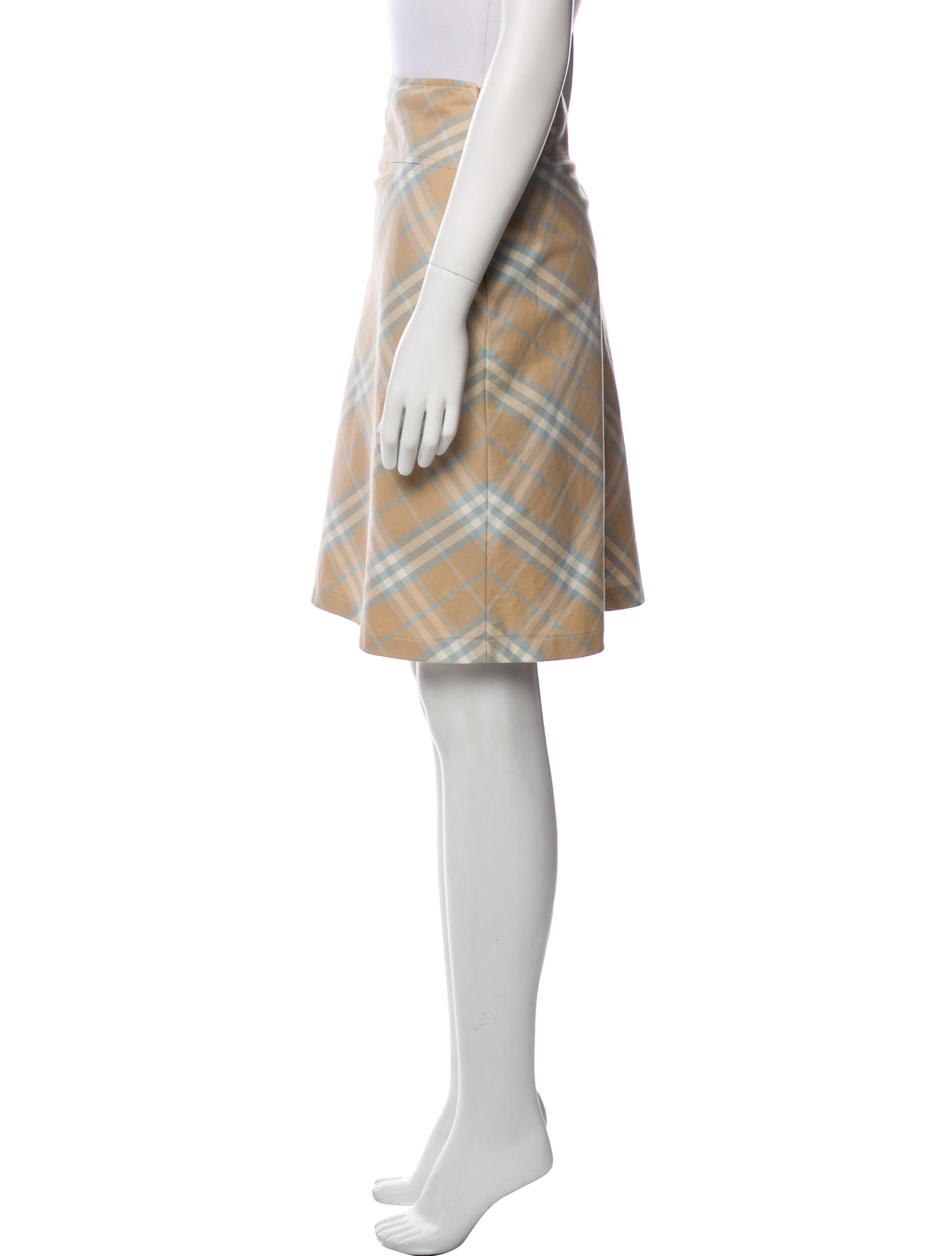 Burberry London Plaid Print Knee-Length Skirt