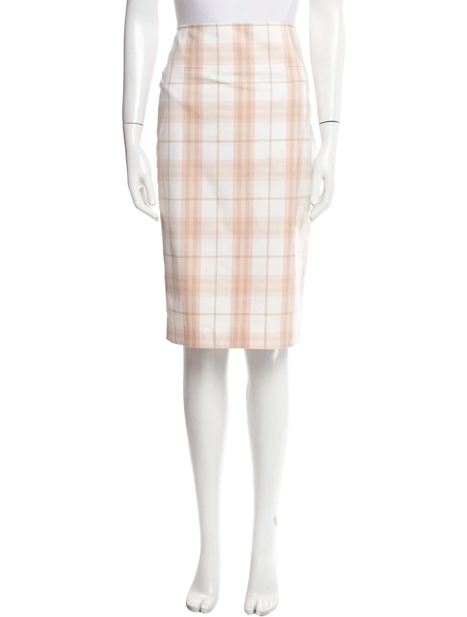 Burberry London Plaid Print Knee-Length Skirt