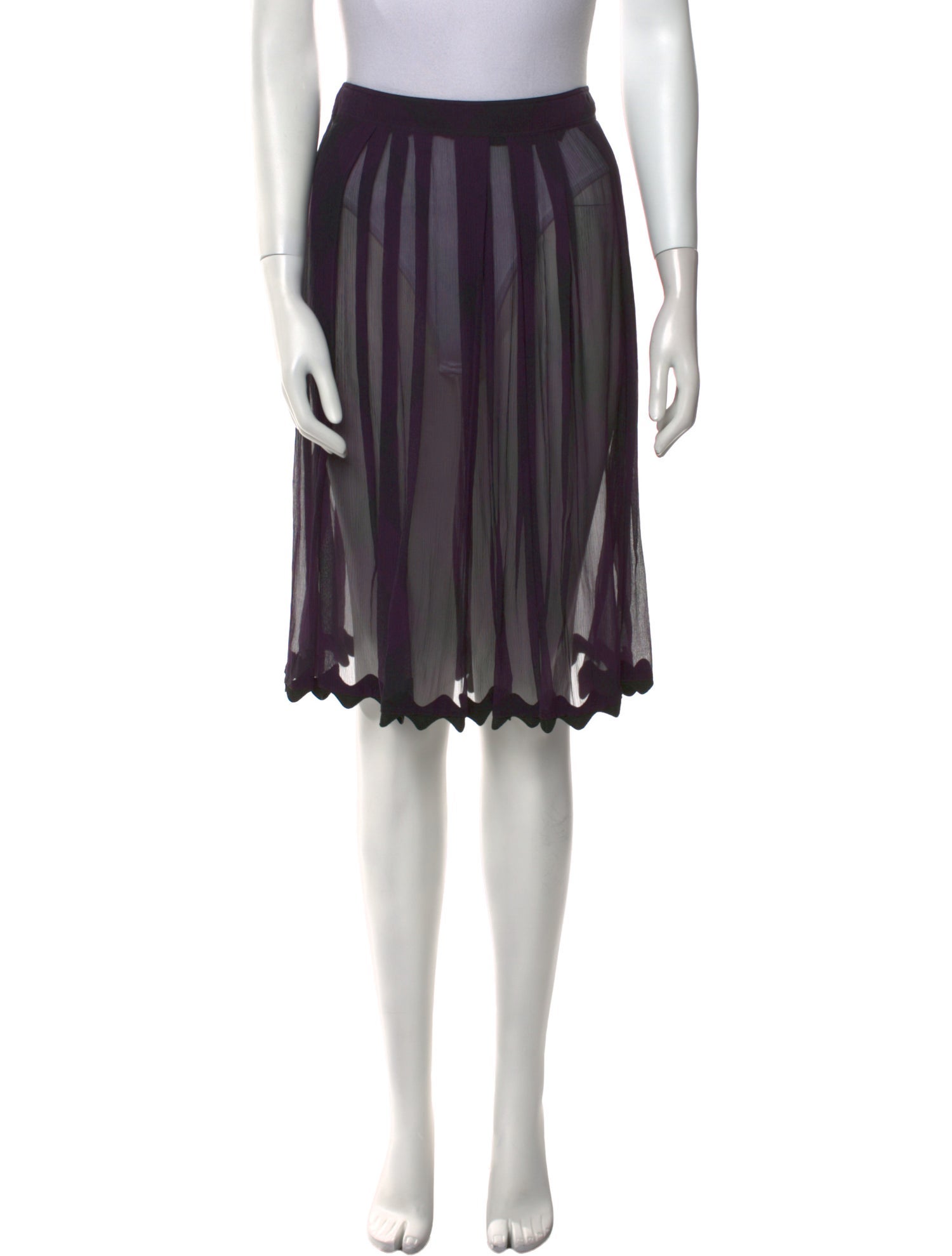 Burberry London Striped Knee-Length Skirt