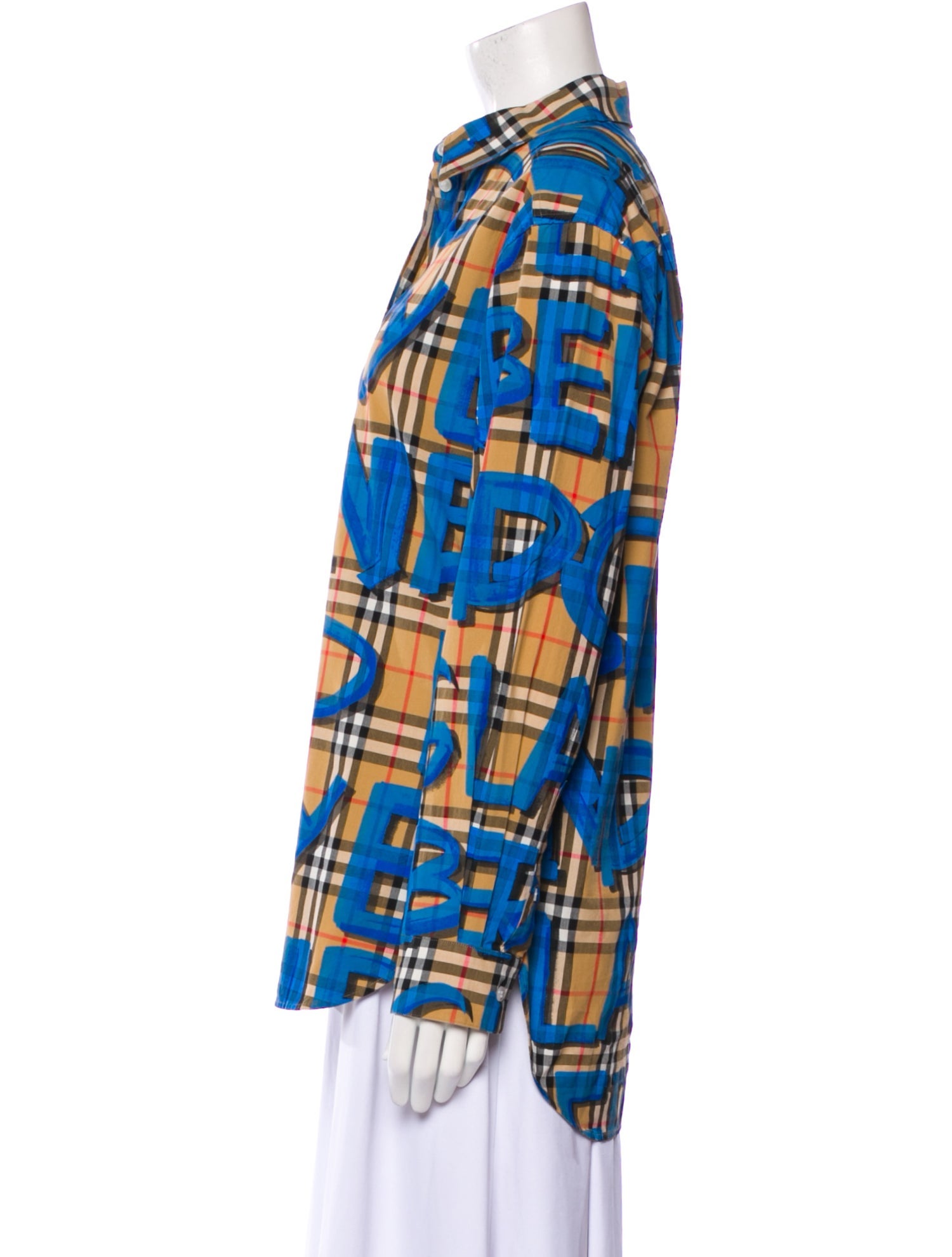 Burberry Printed Long Sleeve Button-Up Top