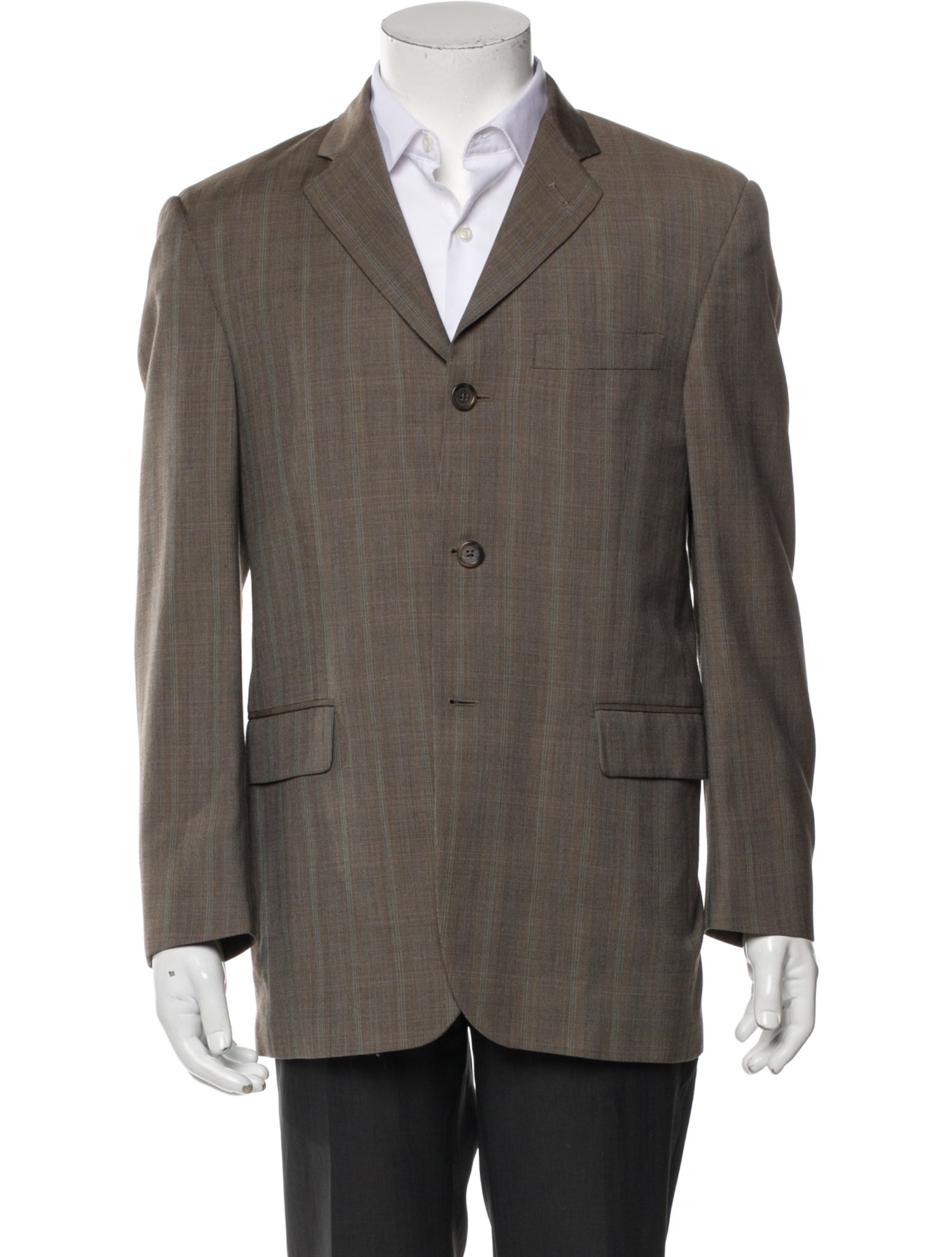 Burberry London Wool Plaid Print Blazer