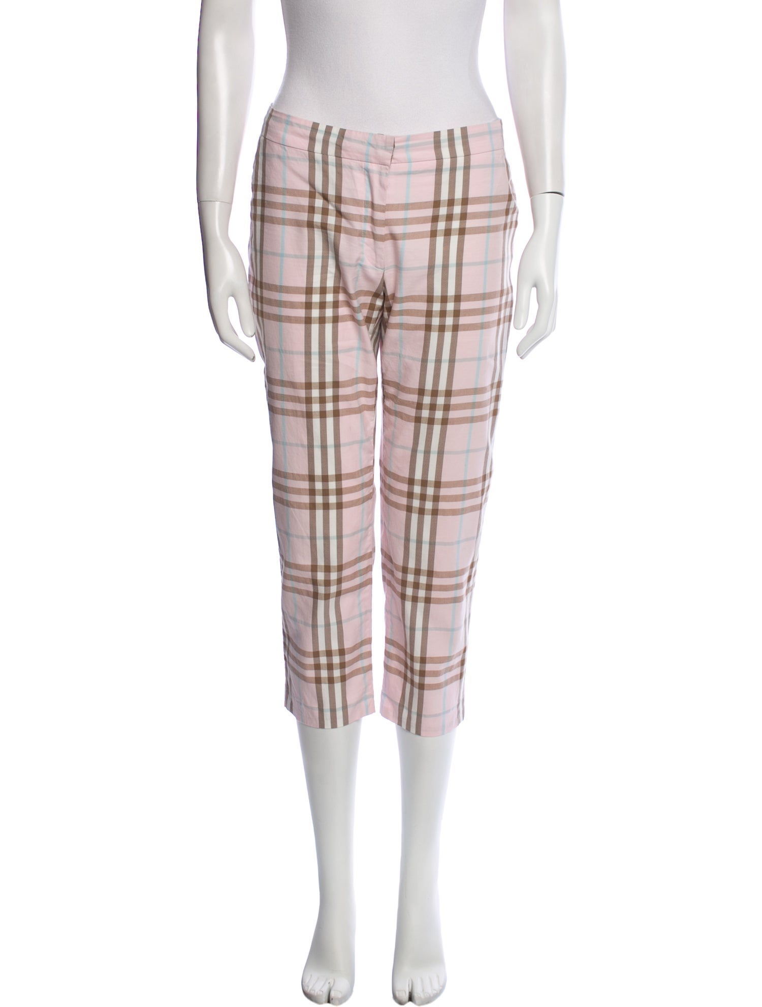 Burberry London Plaid Print Straight Leg Pants