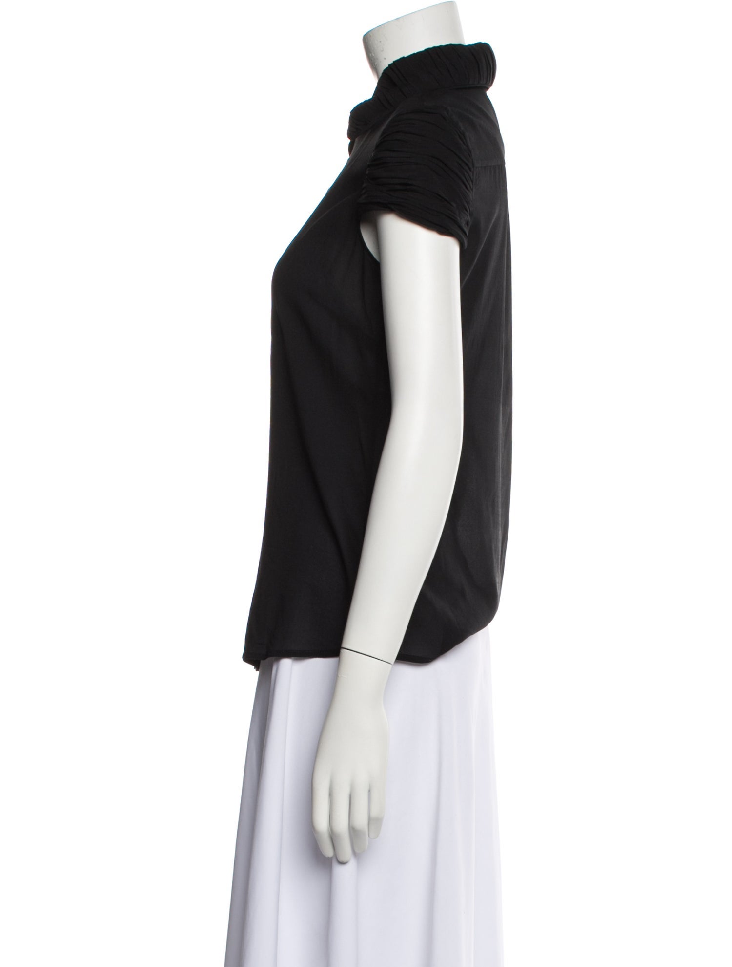 Burberry London Silk Short Sleeve Button-Up Top