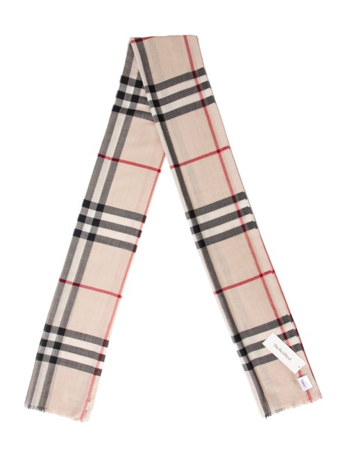 Burberry Wool Plaid Print Scarf