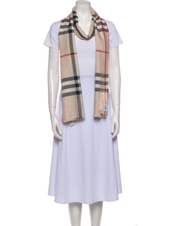 Burberry Wool Plaid Print Scarf