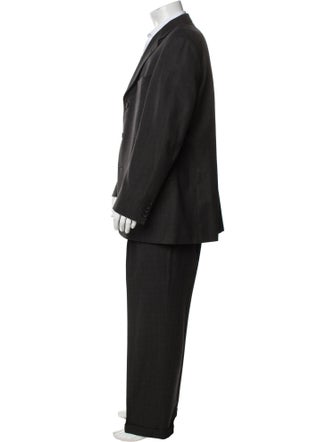 Burberry London Wool Plaid Print Two-Piece Suit