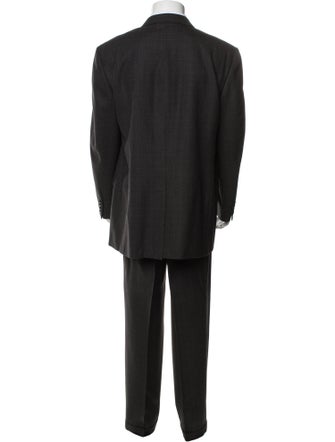 Burberry London Wool Plaid Print Two-Piece Suit