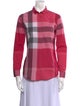Burberry Plaid Print Long Sleeve Button-Up Top