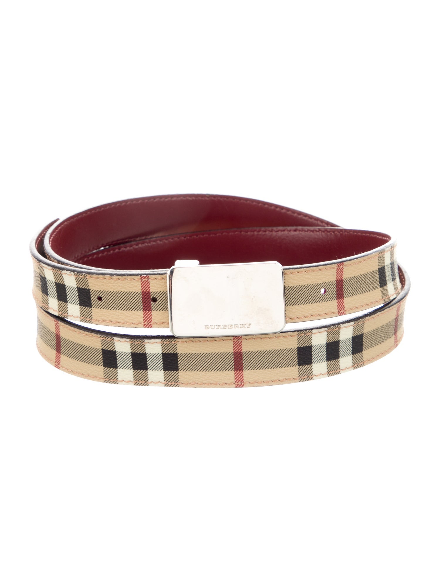 Burberry London Nova Check Pattern Skinny Belt