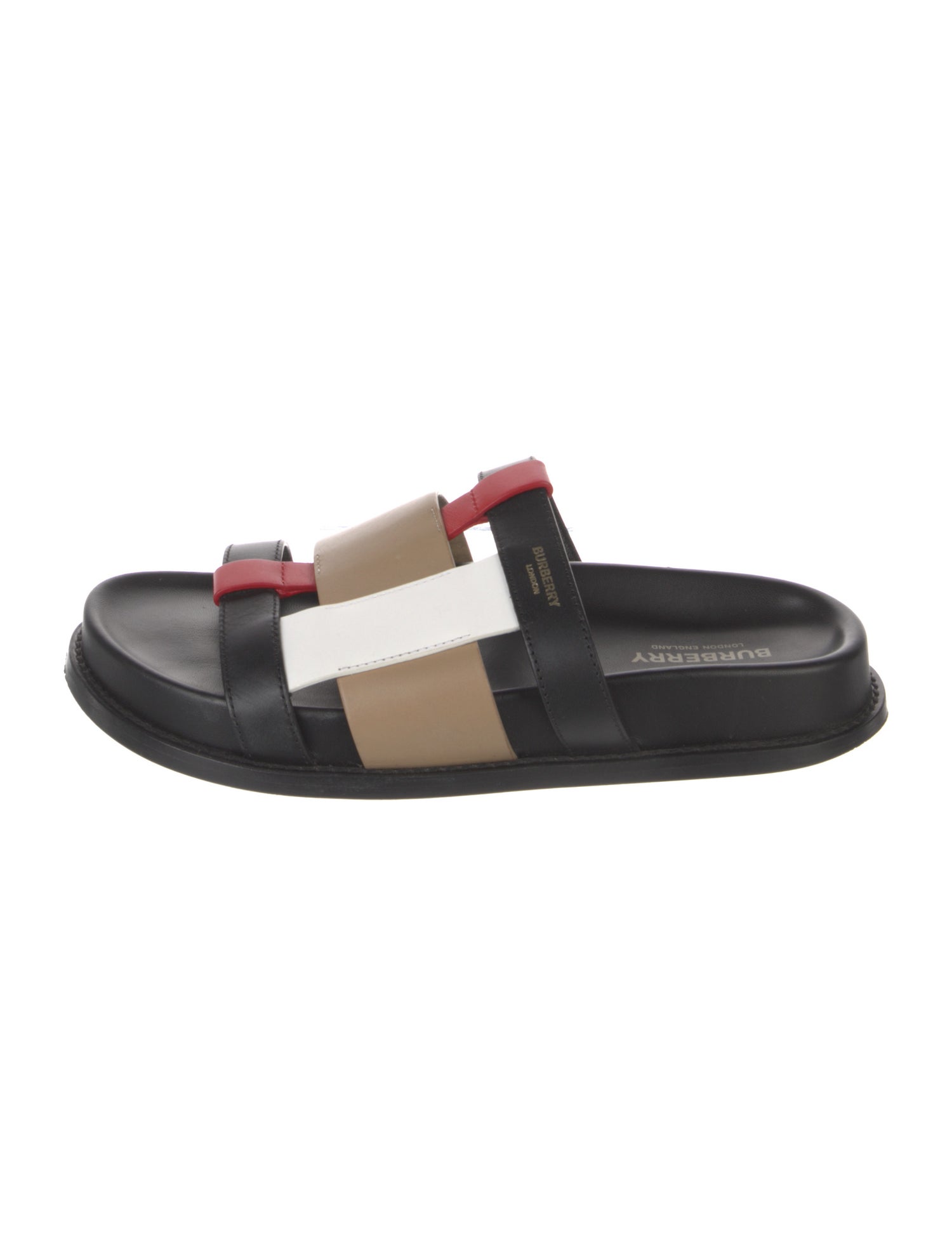 Burberry London Leather Colorblock Pattern Slides