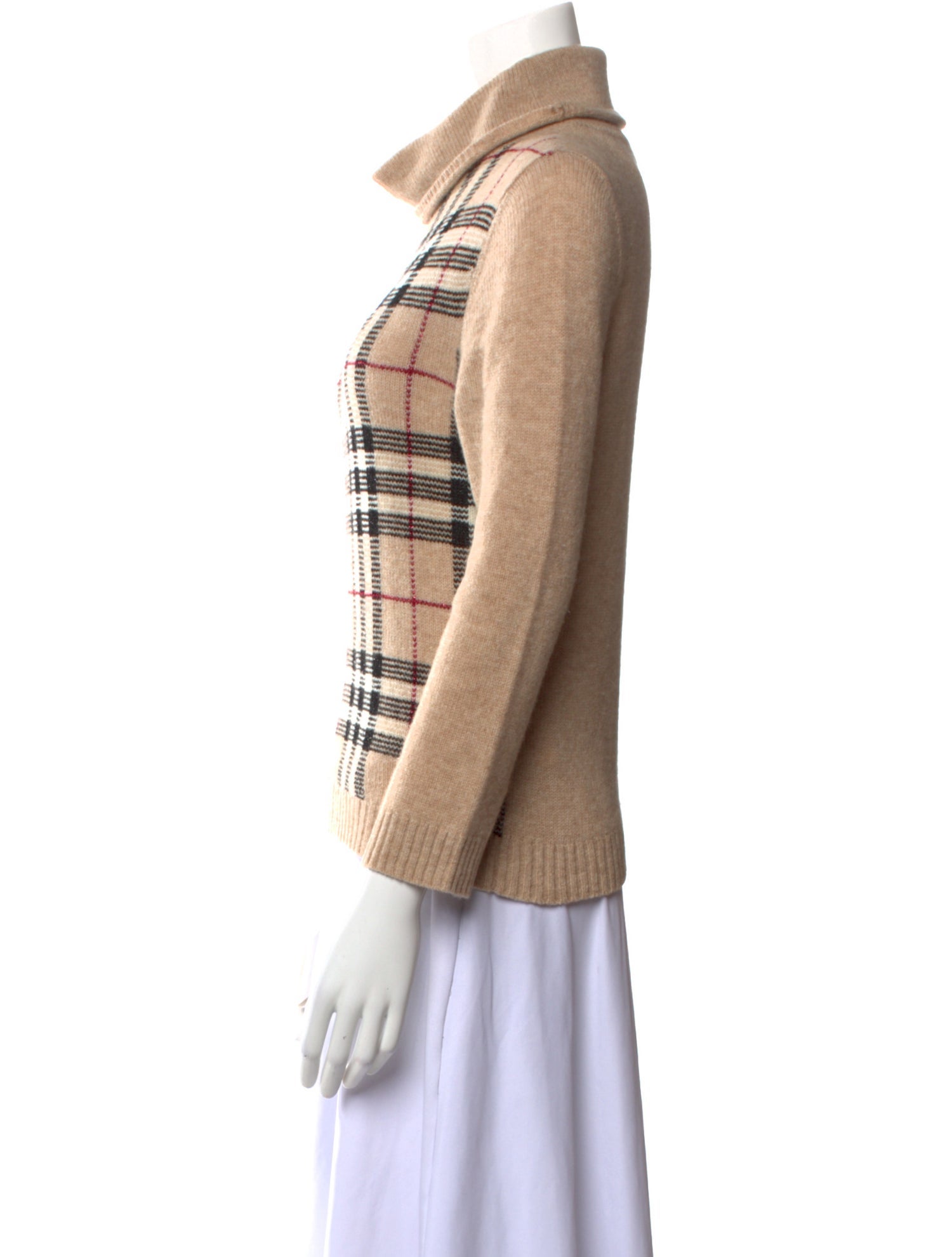 Burberry London Plaid Print Turtleneck Sweater