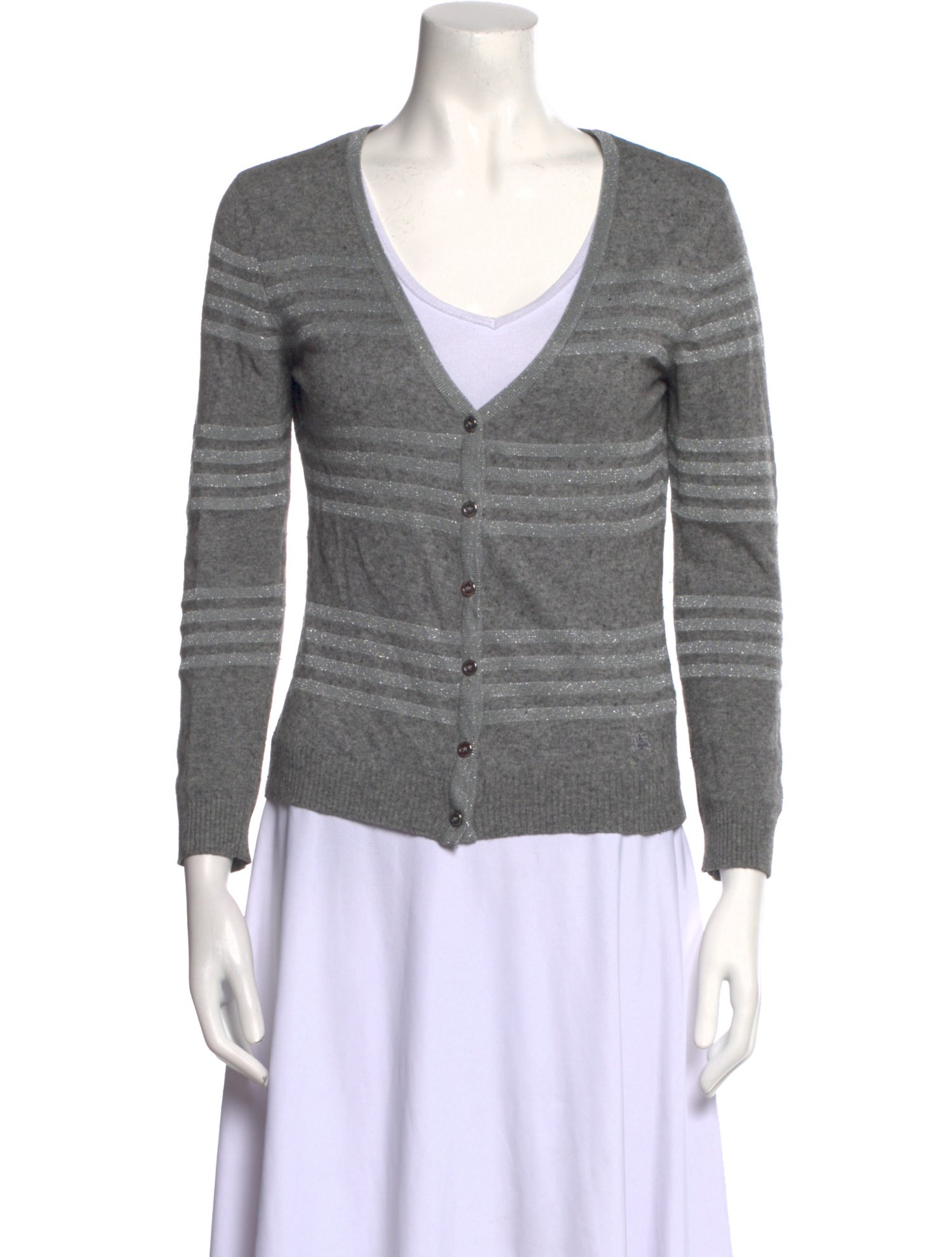 Burberry London Striped V-Neck Sweater