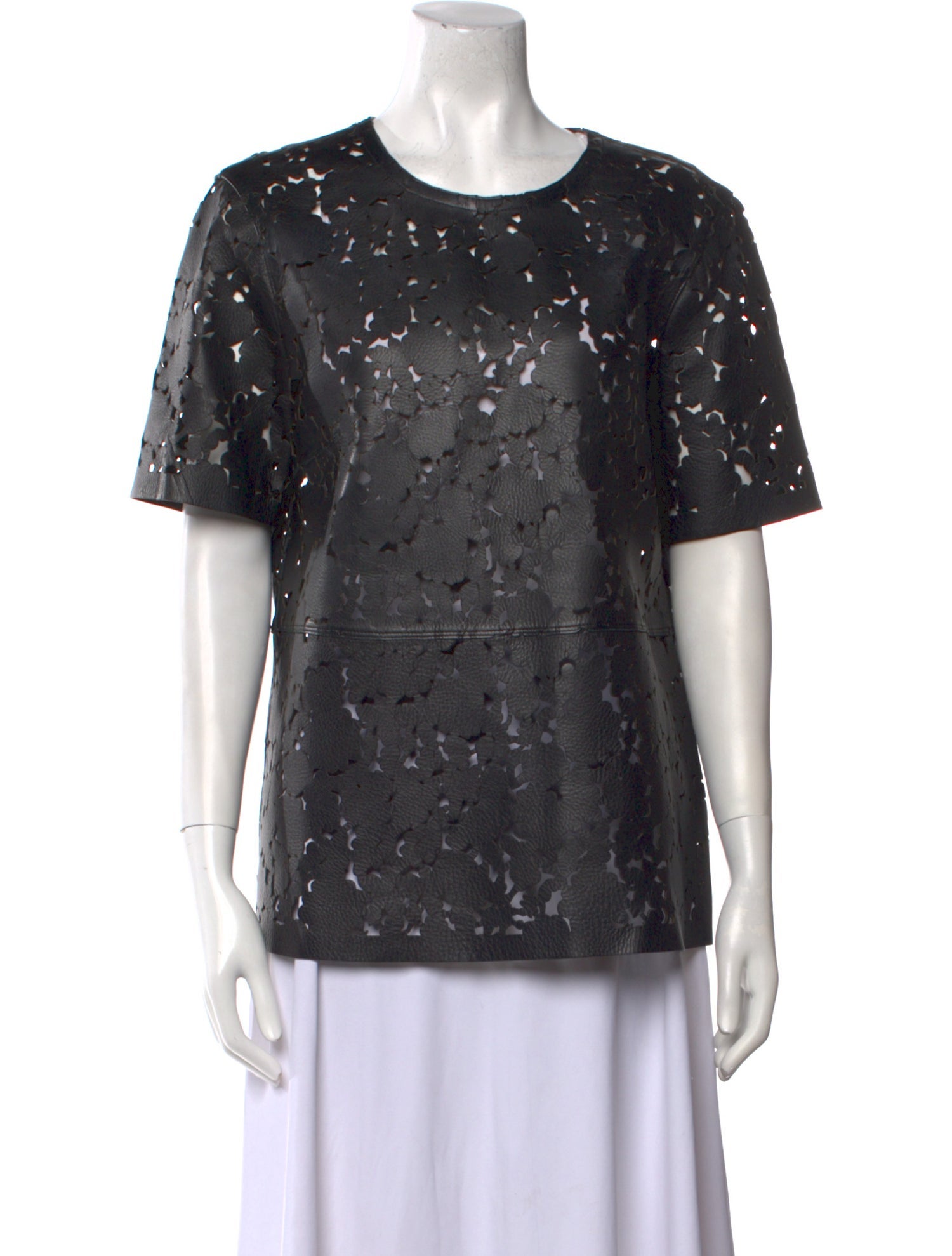 Burberry London Leather Scoop Neck T-Shirt