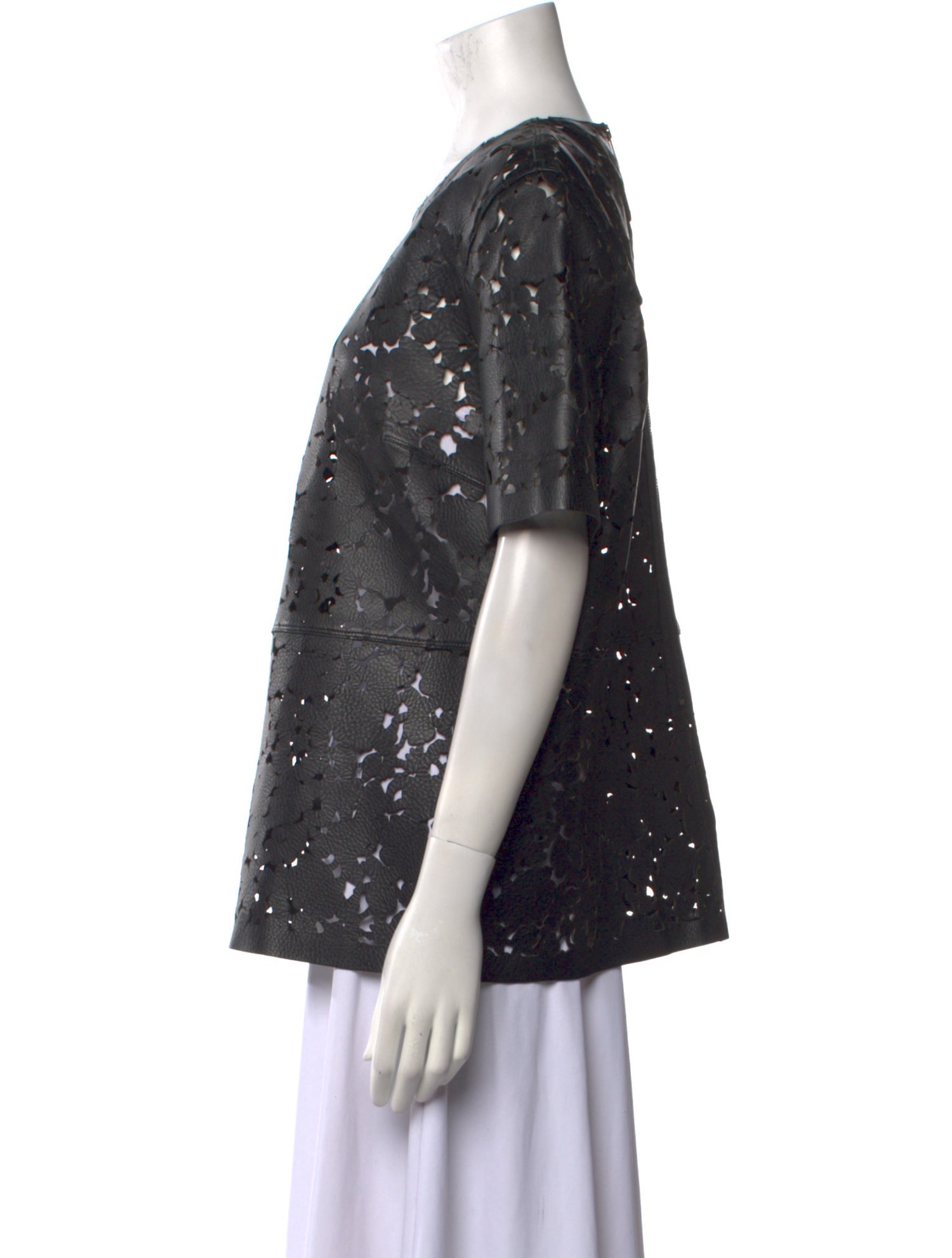 Burberry London Leather Scoop Neck T-Shirt