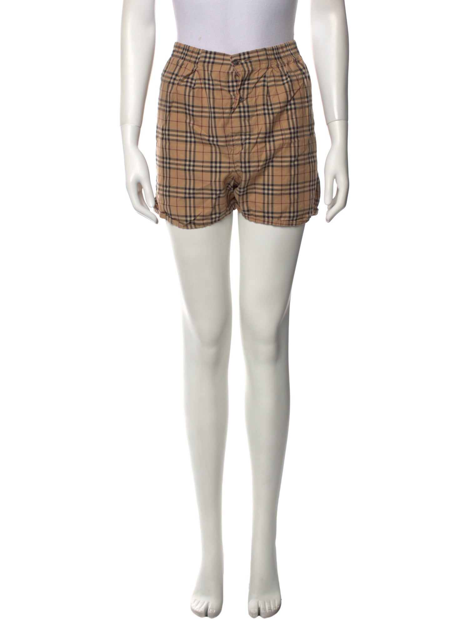 Burberry London Plaid Print Mini Shorts