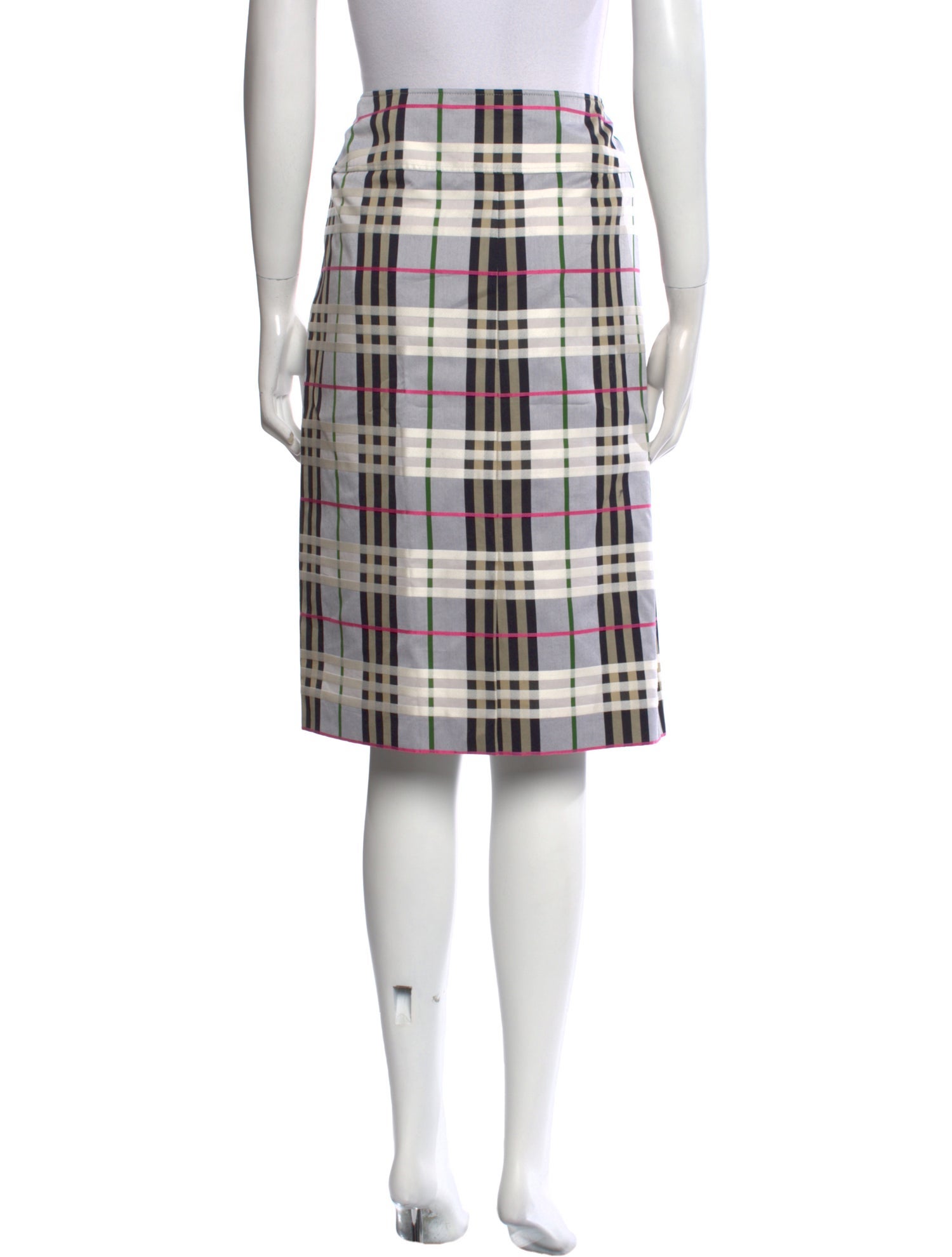 Burberry London Plaid Print Knee-Length Skirt
