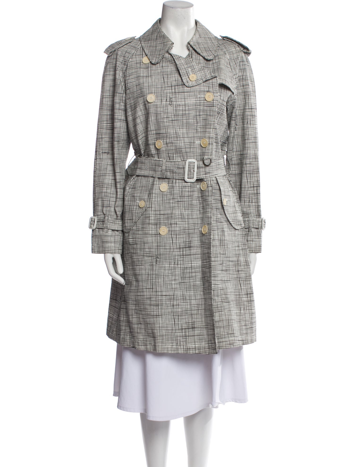 Burberry London Plaid Print Trench Coat