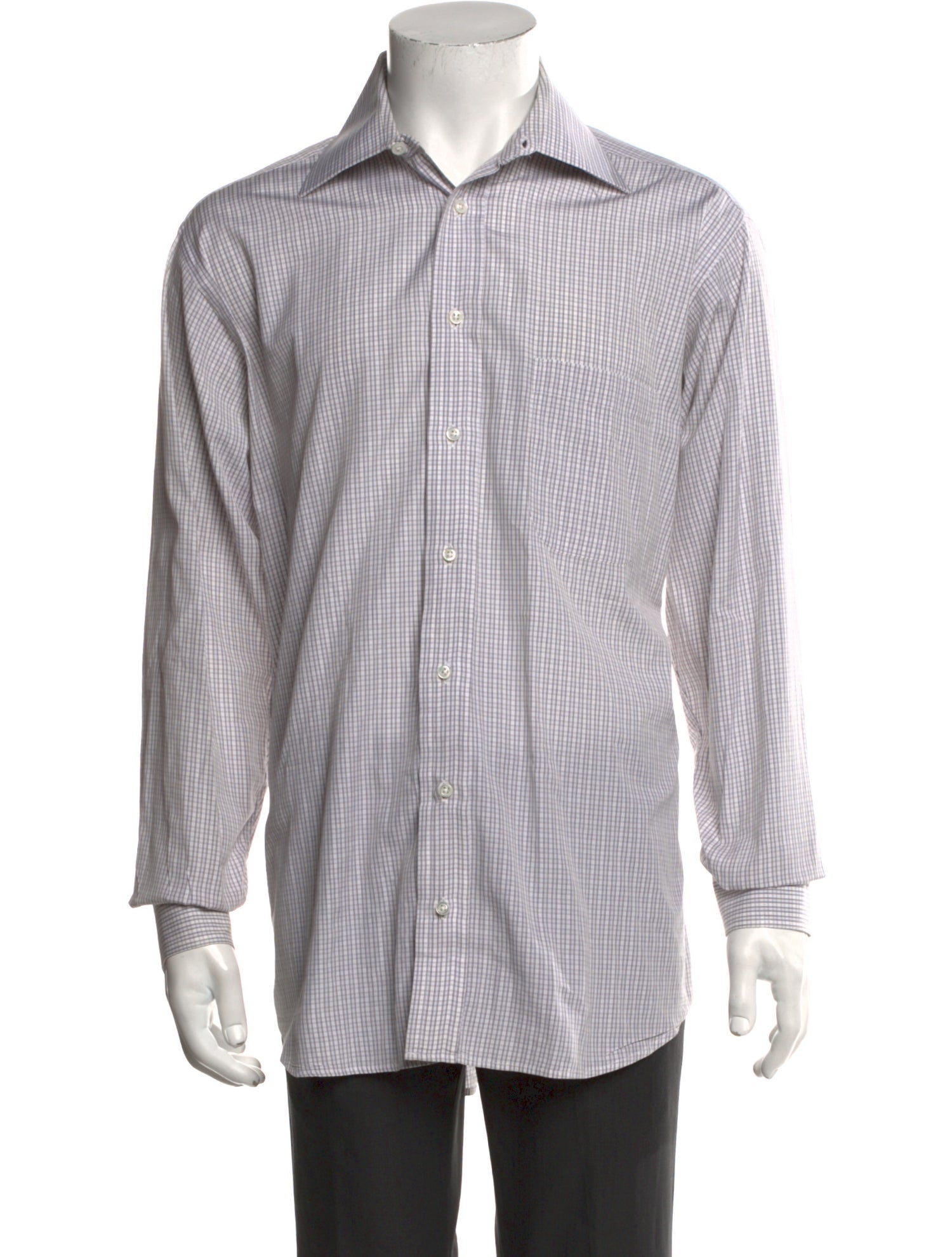 Burberry London Plaid Print Long Sleeve Dress Shirt