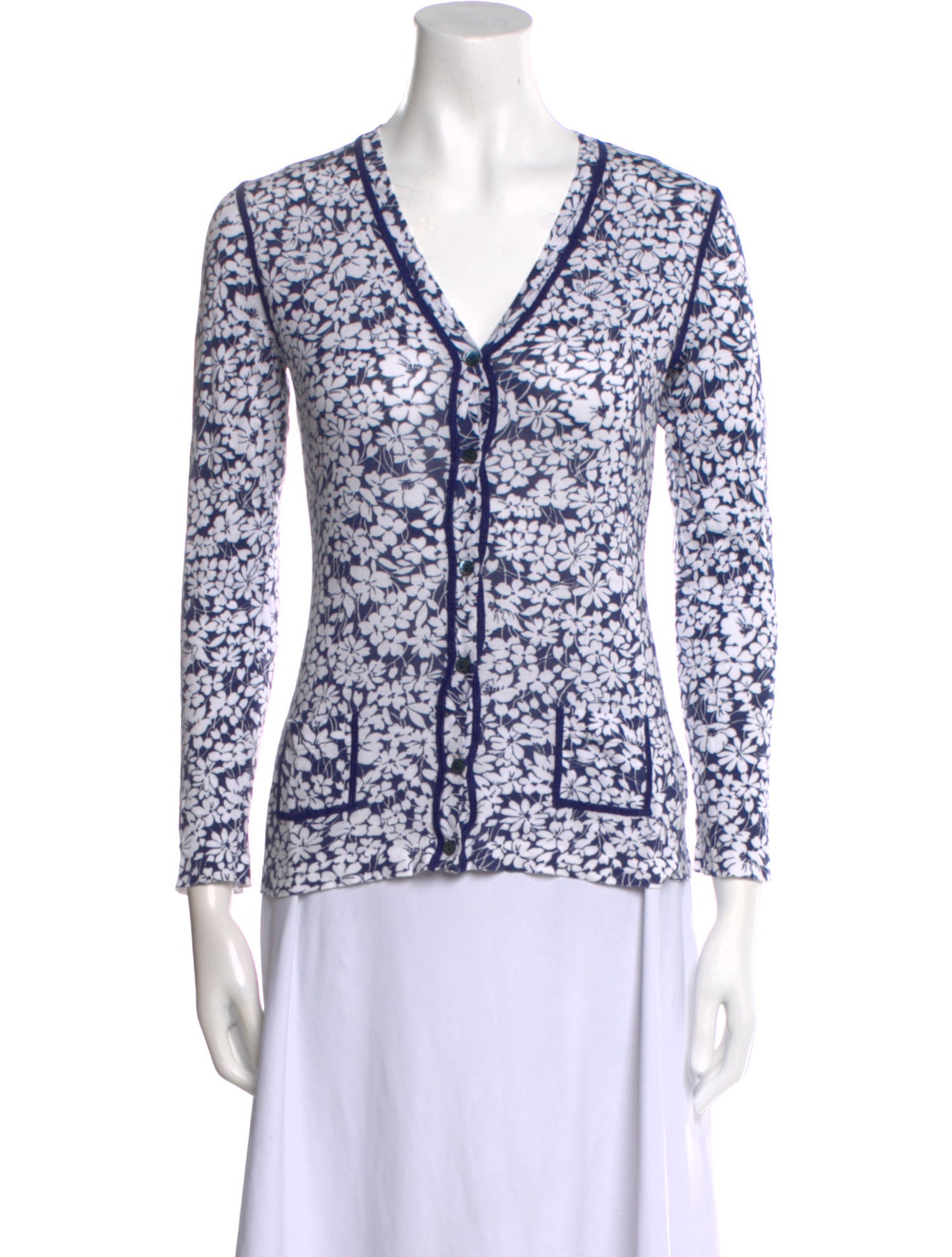 Burberry London Printed V-Neck Sweater