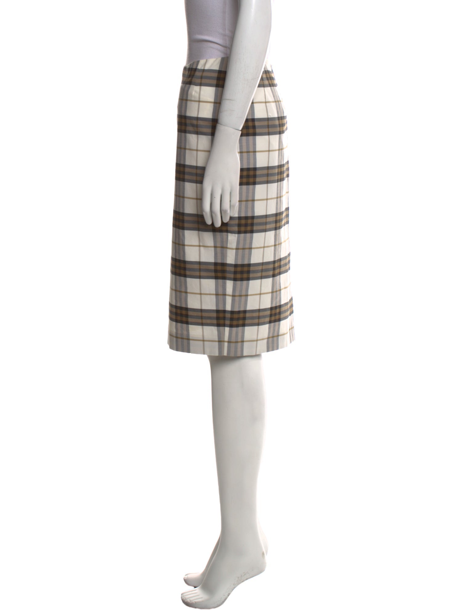 Burberry London Plaid Print Knee-Length Skirt