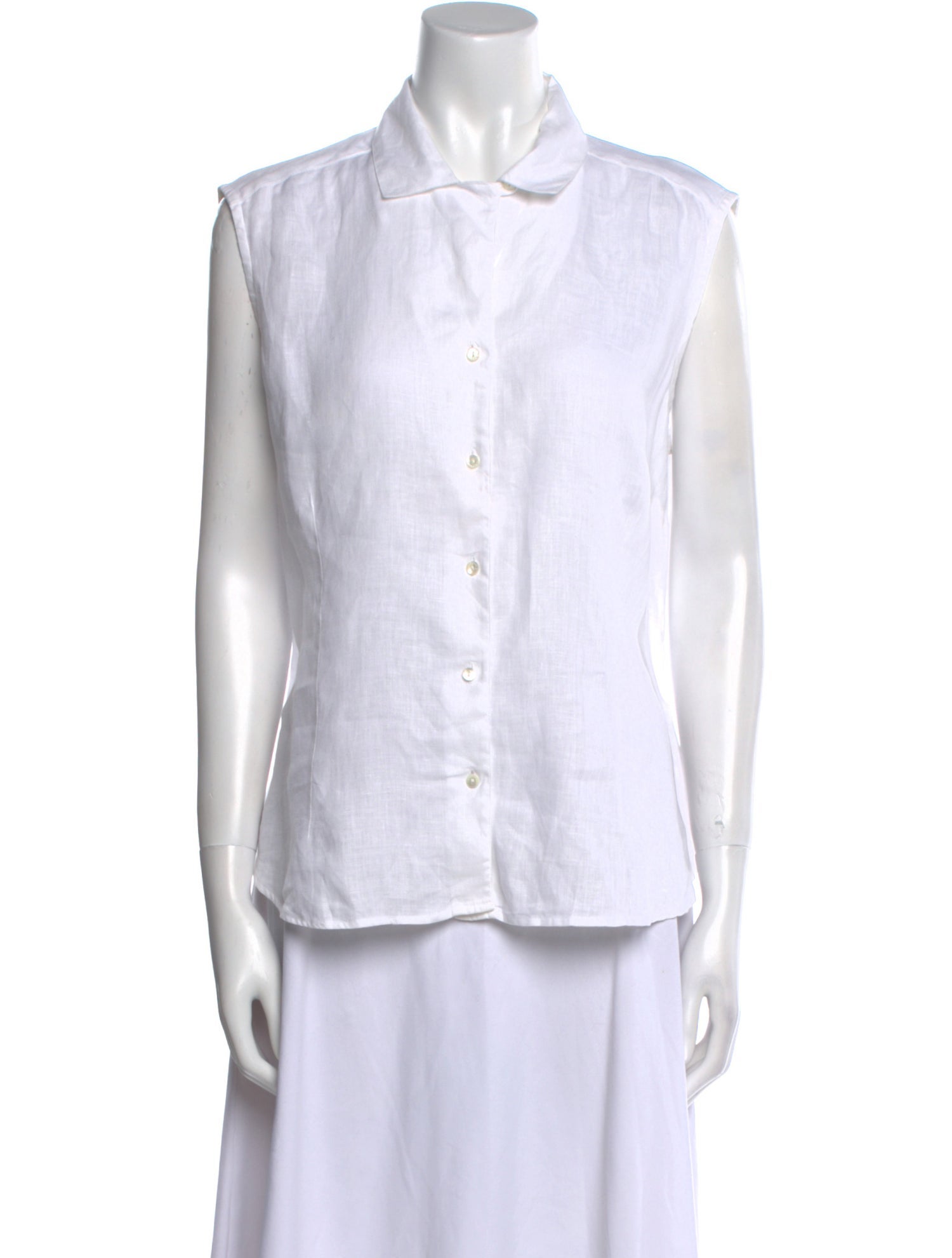 Burberry London Linen Sleeveless Button-Up Top