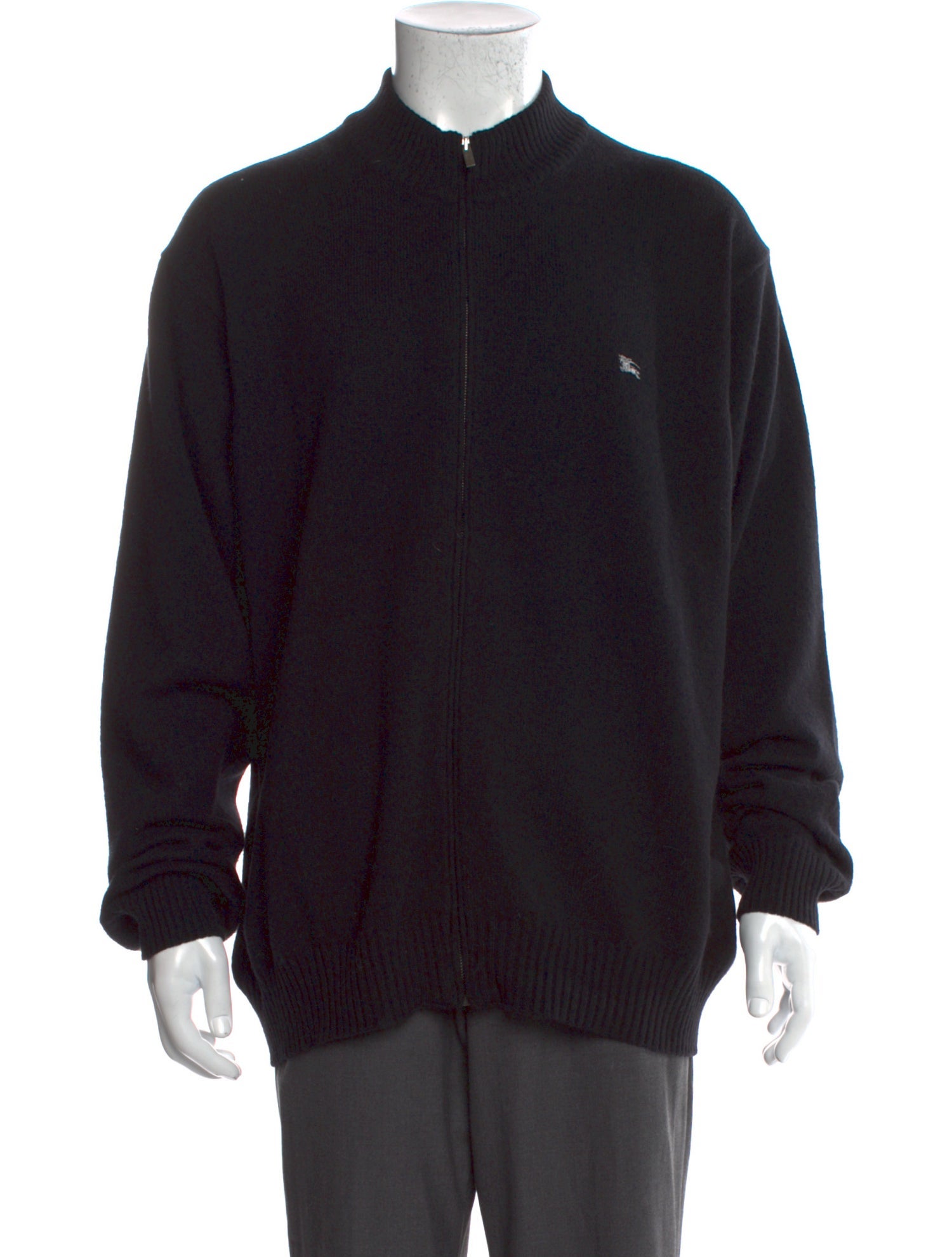 Burberry London Lambswool Mock Neck Cardigan