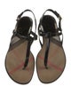 Burberry London House Check Pattern Patent Leather T-Strap Sandals