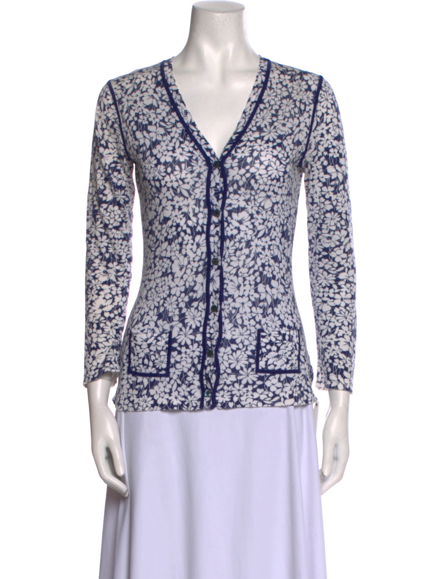 Burberry London Printed V-Neck Sweater