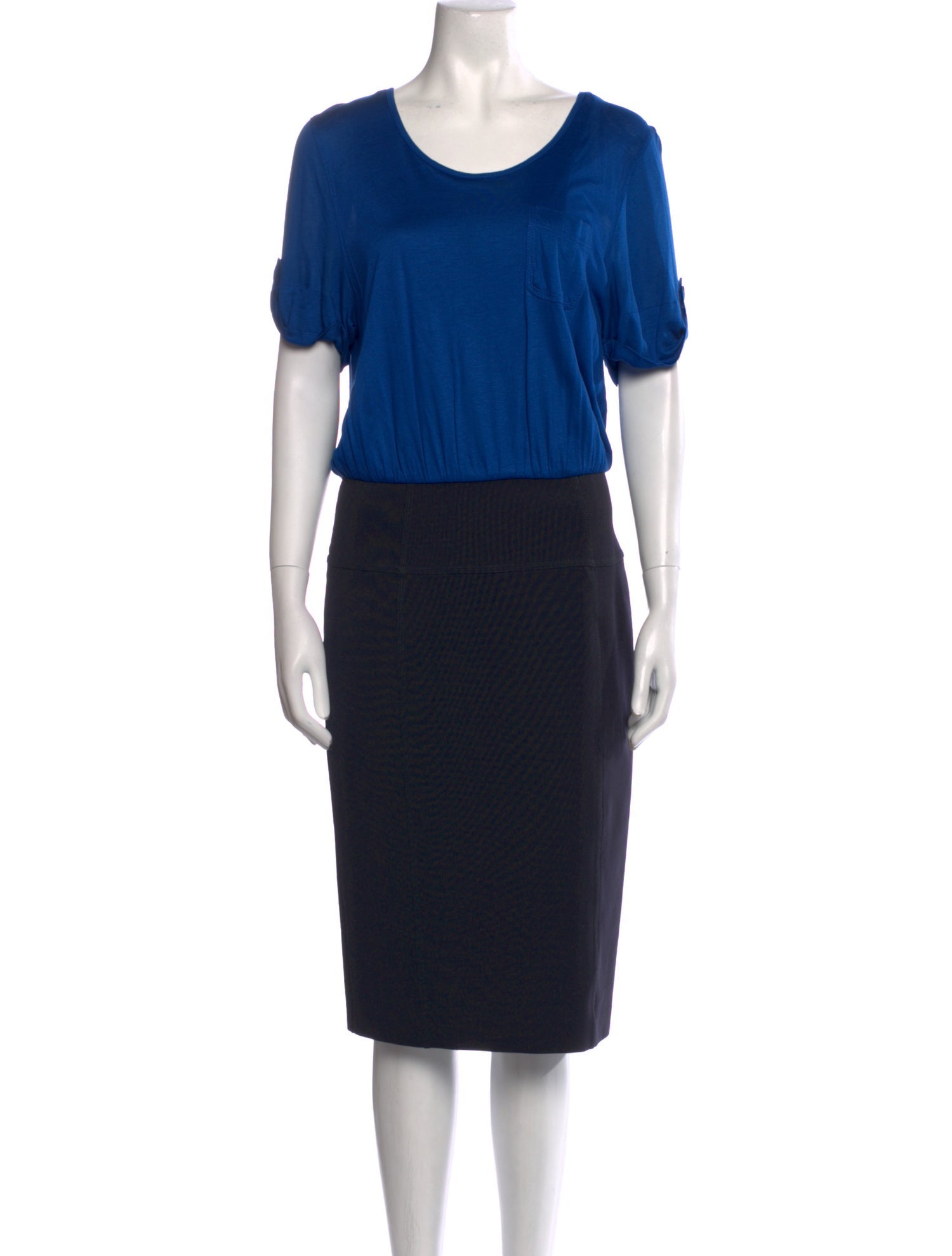 Burberry London Scoop Neck Midi Length Dress