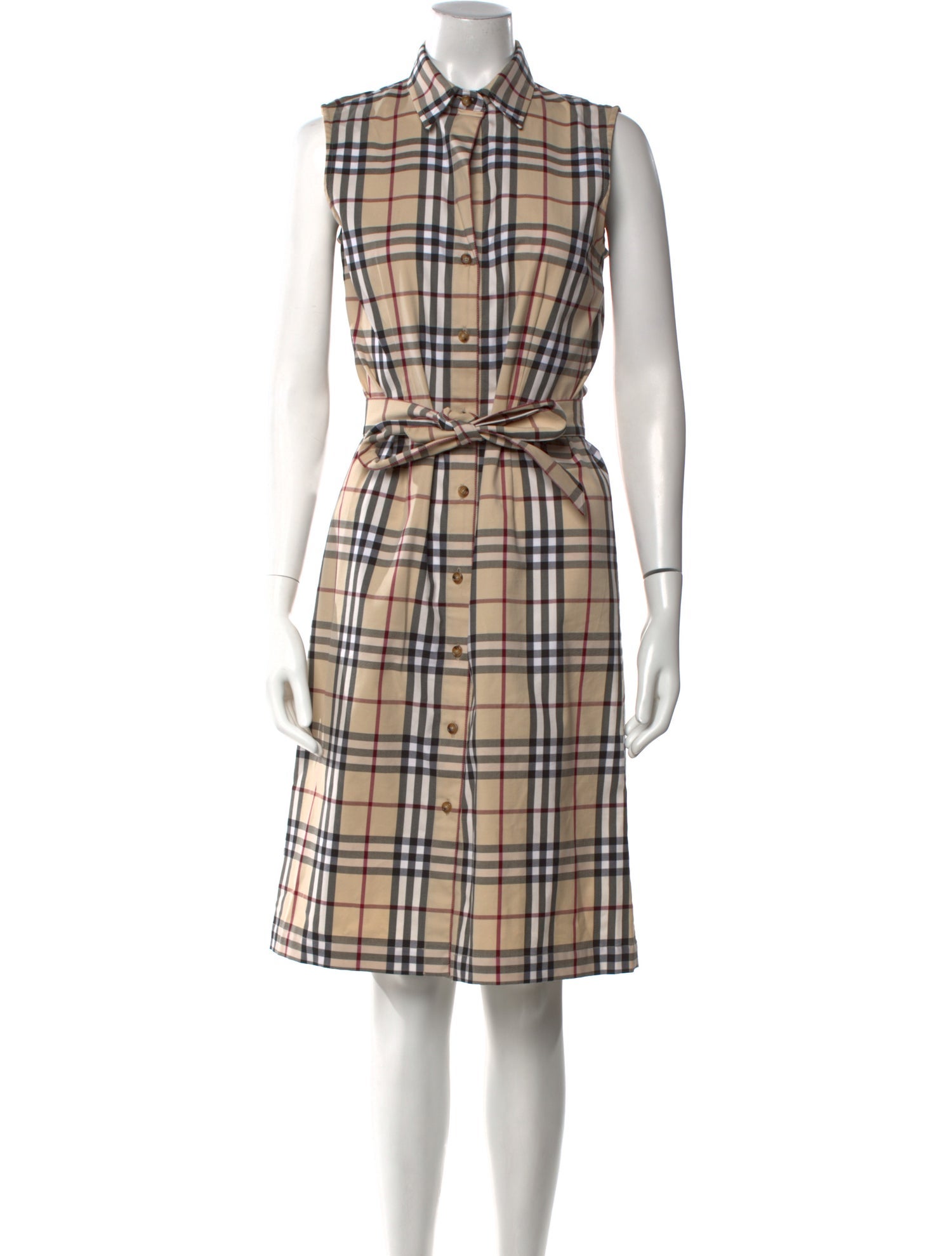 Burberry London Plaid Print Midi Length Dress