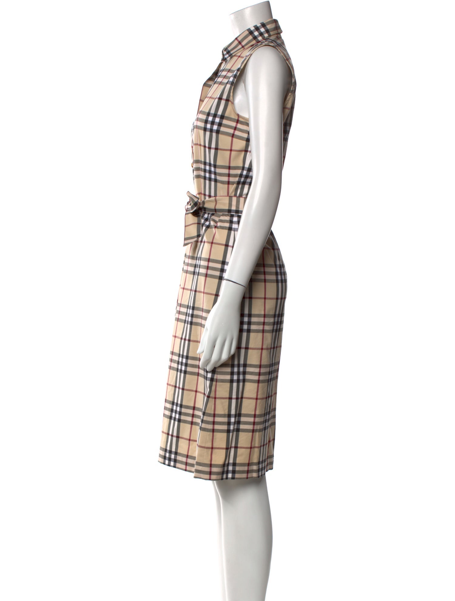 Burberry London Plaid Print Midi Length Dress