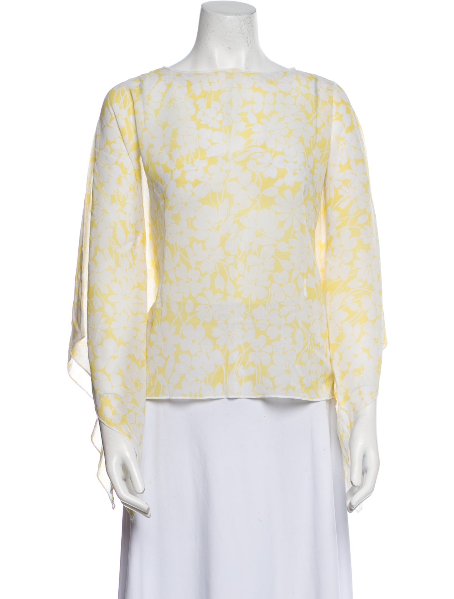 Burberry London Floral Print Bateau Neckline Blouse