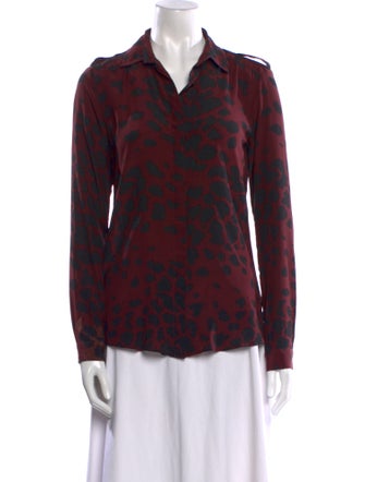 Burberry London Silk Animal Print Button-Up Top