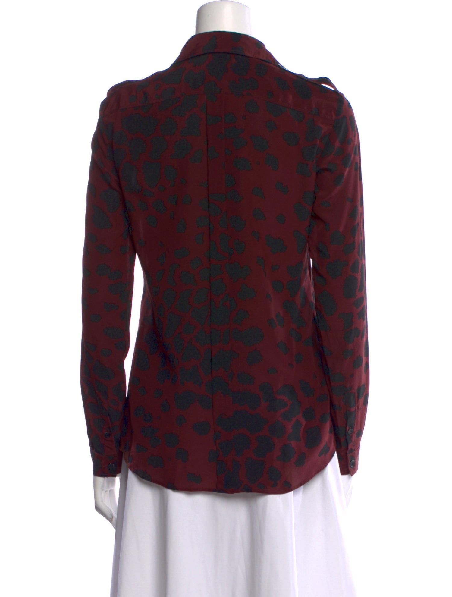Burberry London Silk Animal Print Button-Up Top
