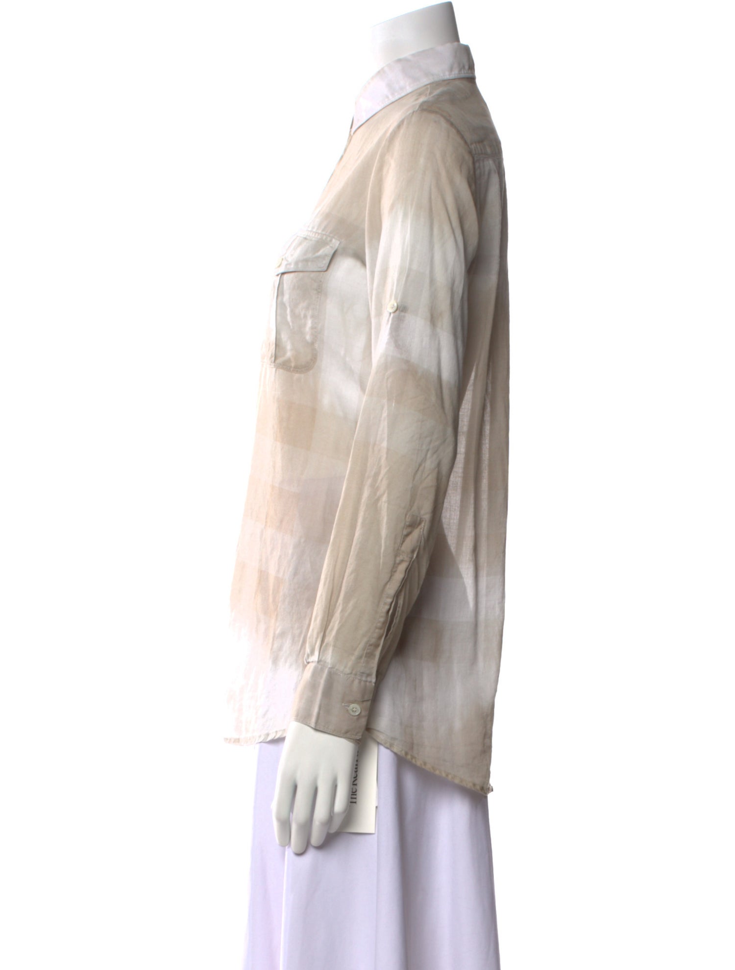 Burberry London Tie-Dye Print Long Sleeve Button-Up Top