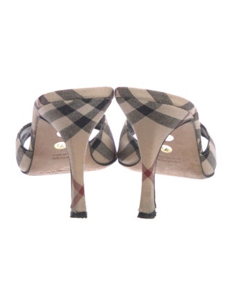Burberry London Canvas Plaid Print Slides