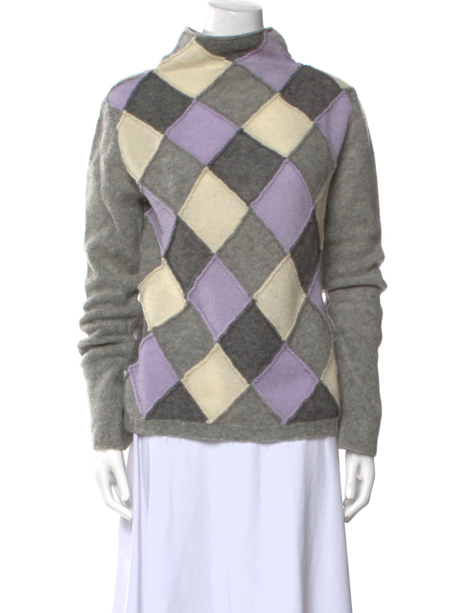Burberry London Merino Wool Colorblock Pattern Sweater