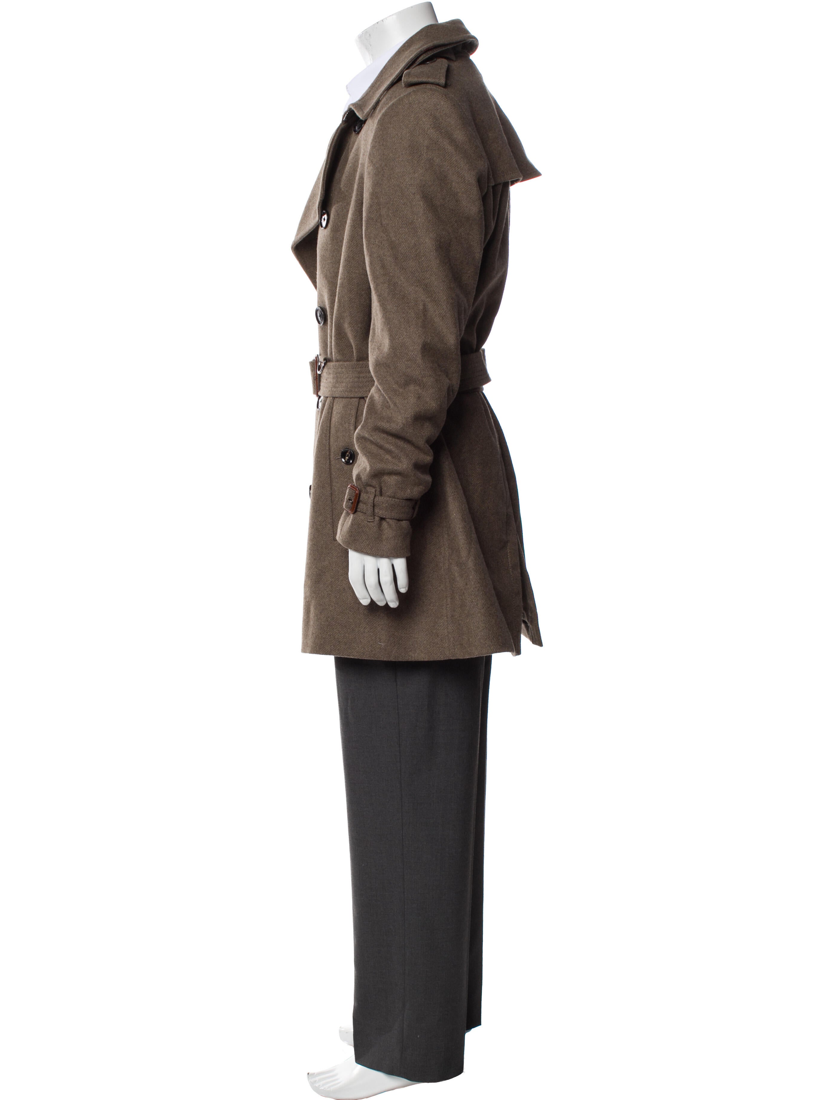 Burberry London Nova Check Pattern Wool Trench Coat