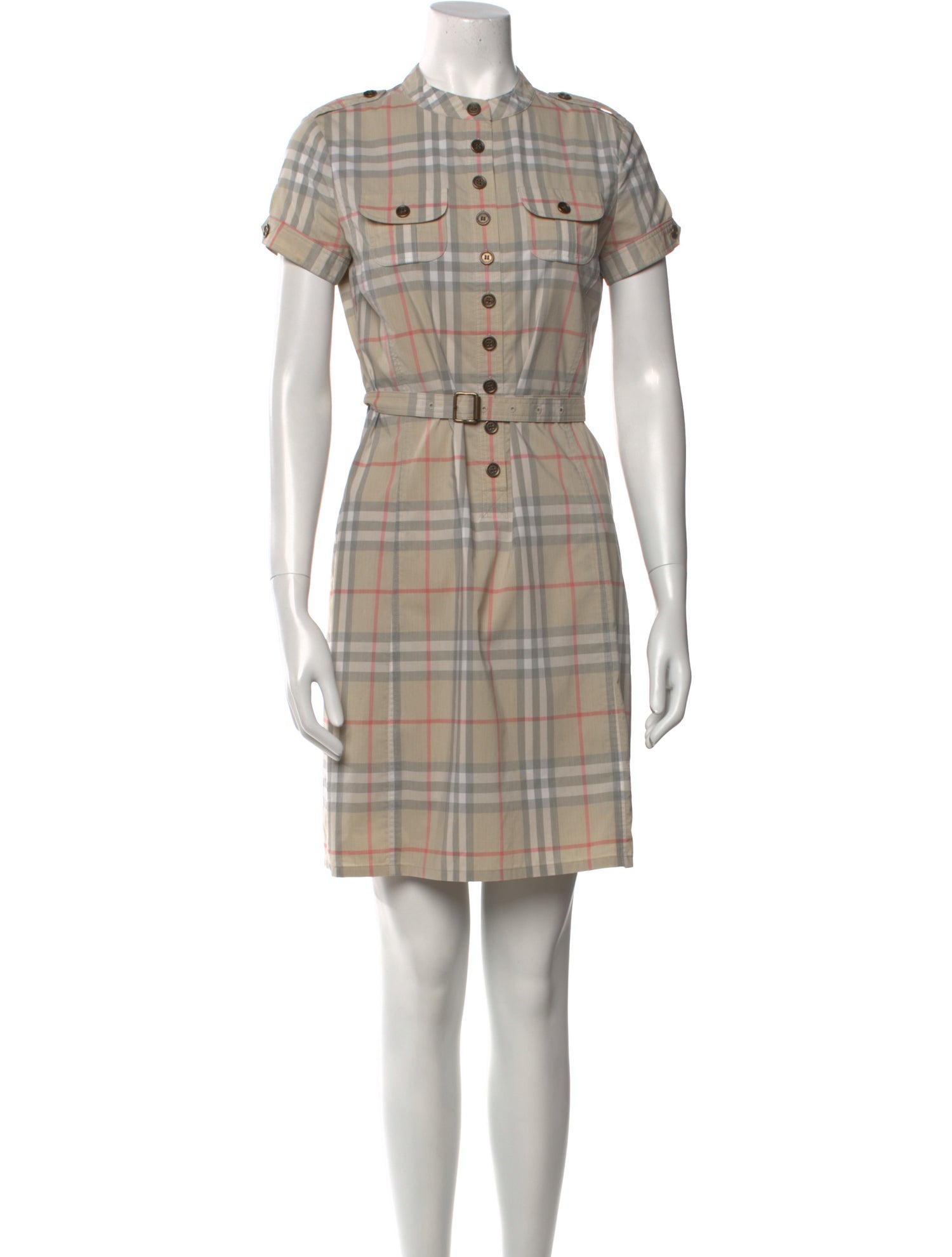 Burberry London Plaid Print Knee-Length Dress
