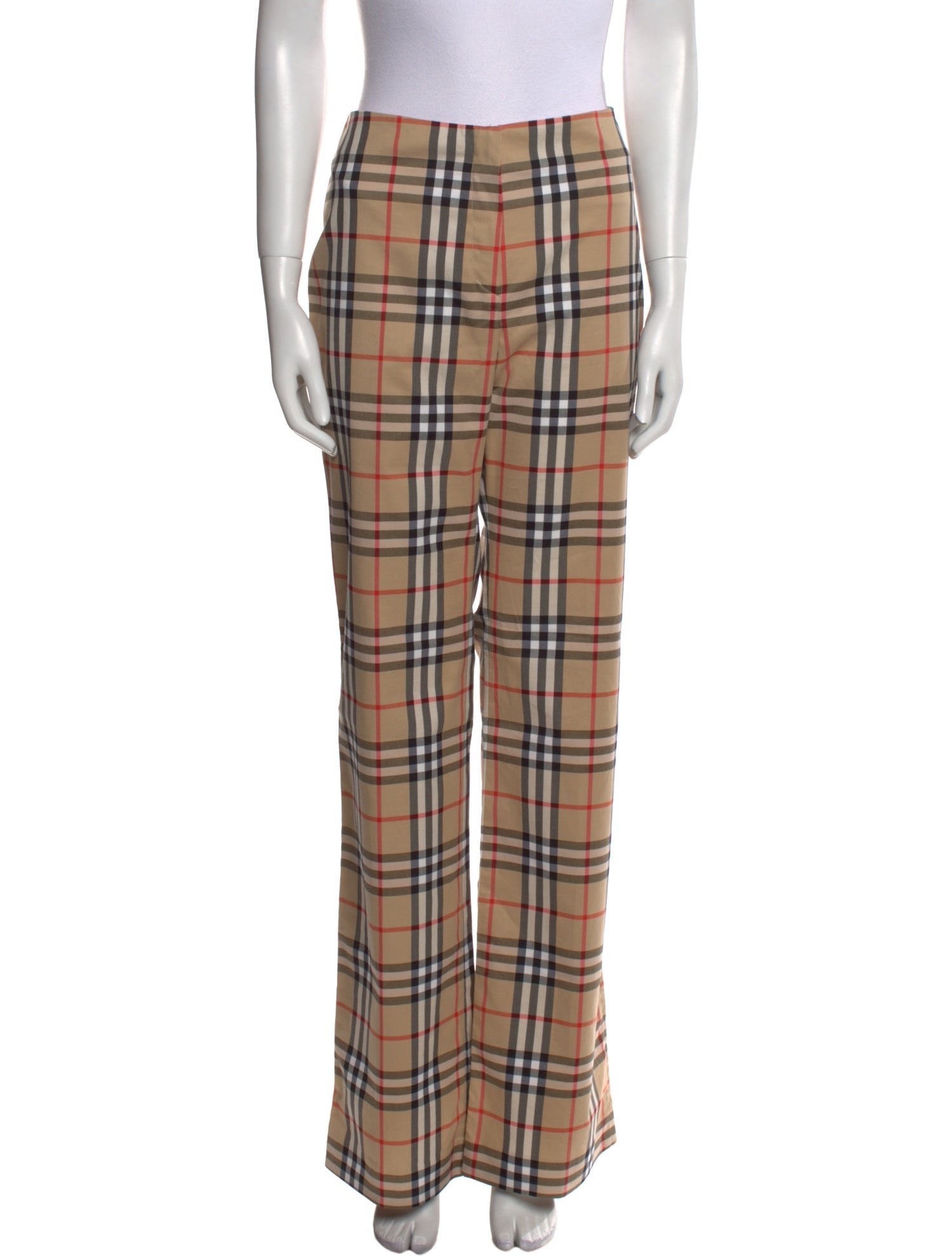 Burberry London Plaid Print Wide Leg Pants