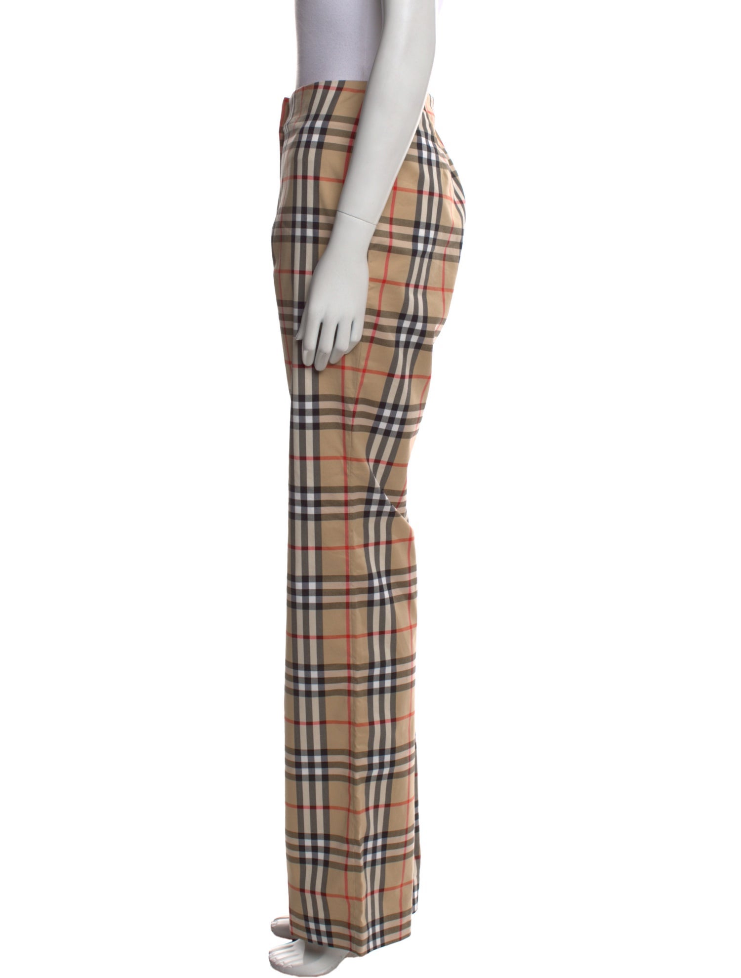 Burberry London Plaid Print Wide Leg Pants
