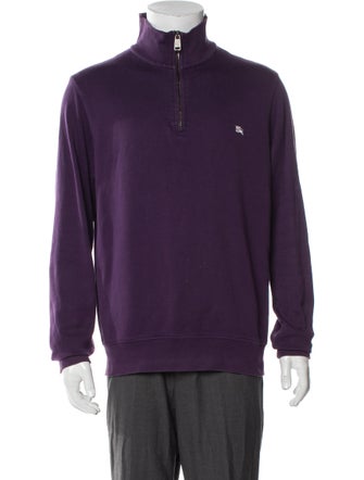 Burberry London House Check Pattern Mock Neck Sweatshirt