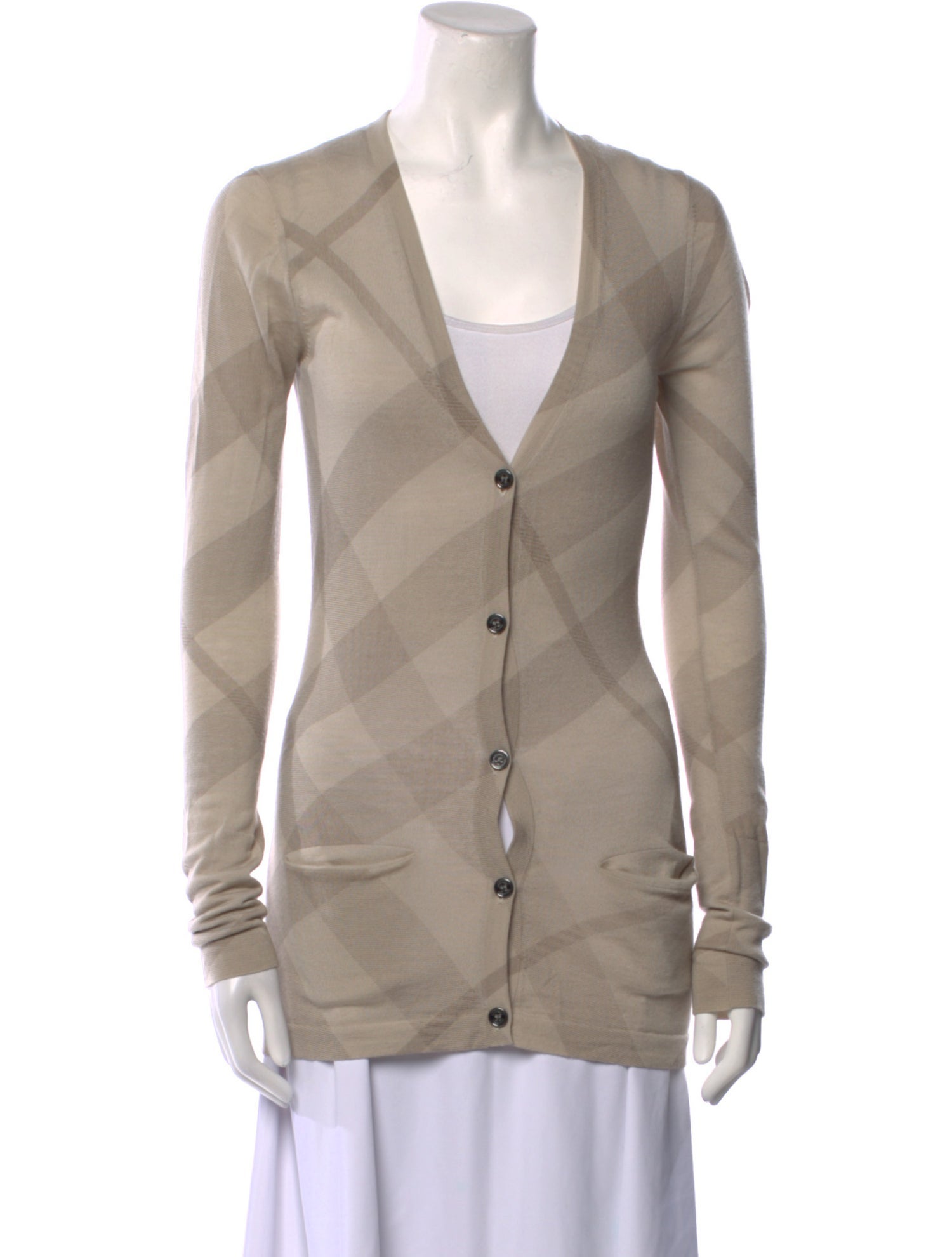 Burberry London Wool Plaid Print Sweater