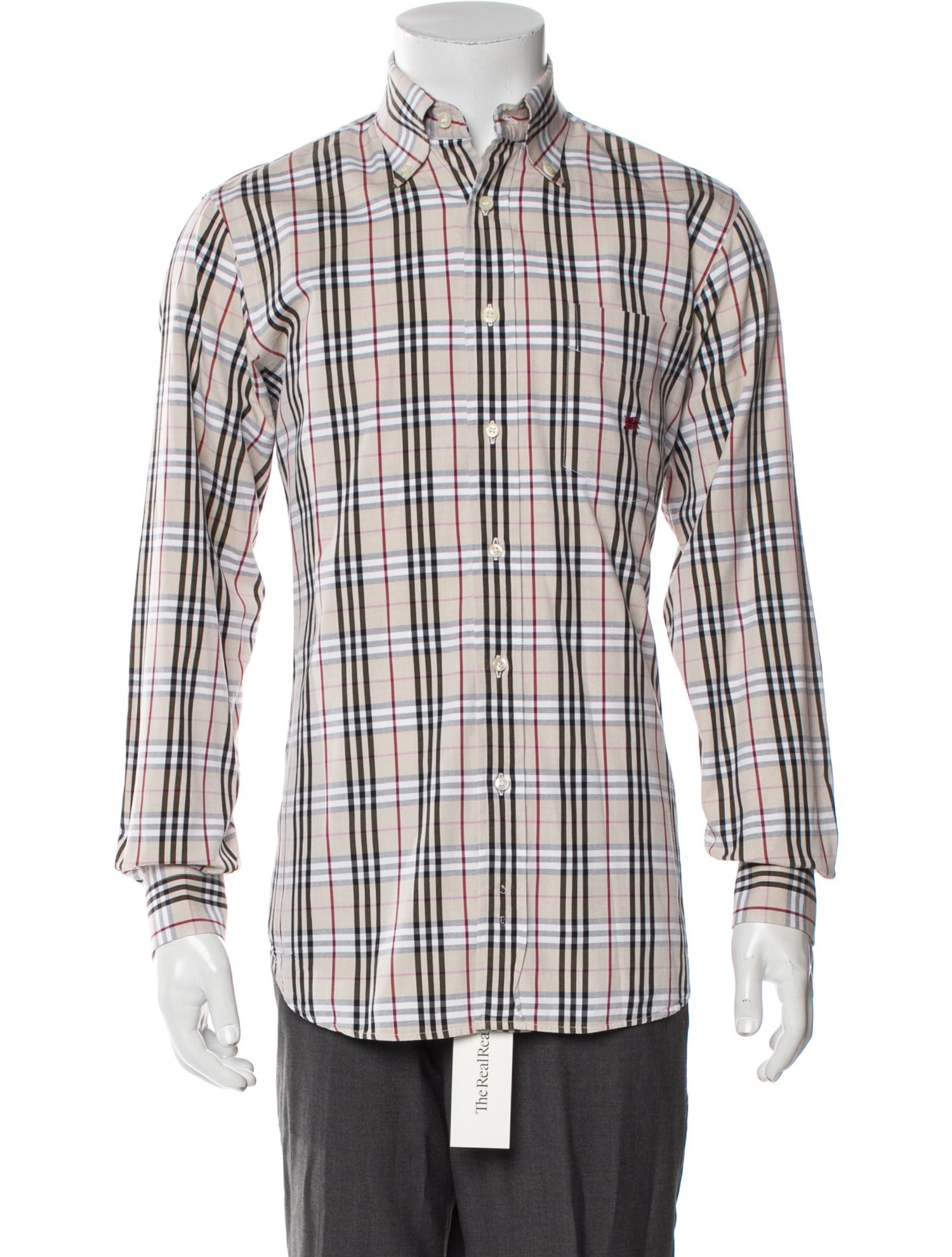 Burberry London Plaid Print Long Sleeve Dress Shirt