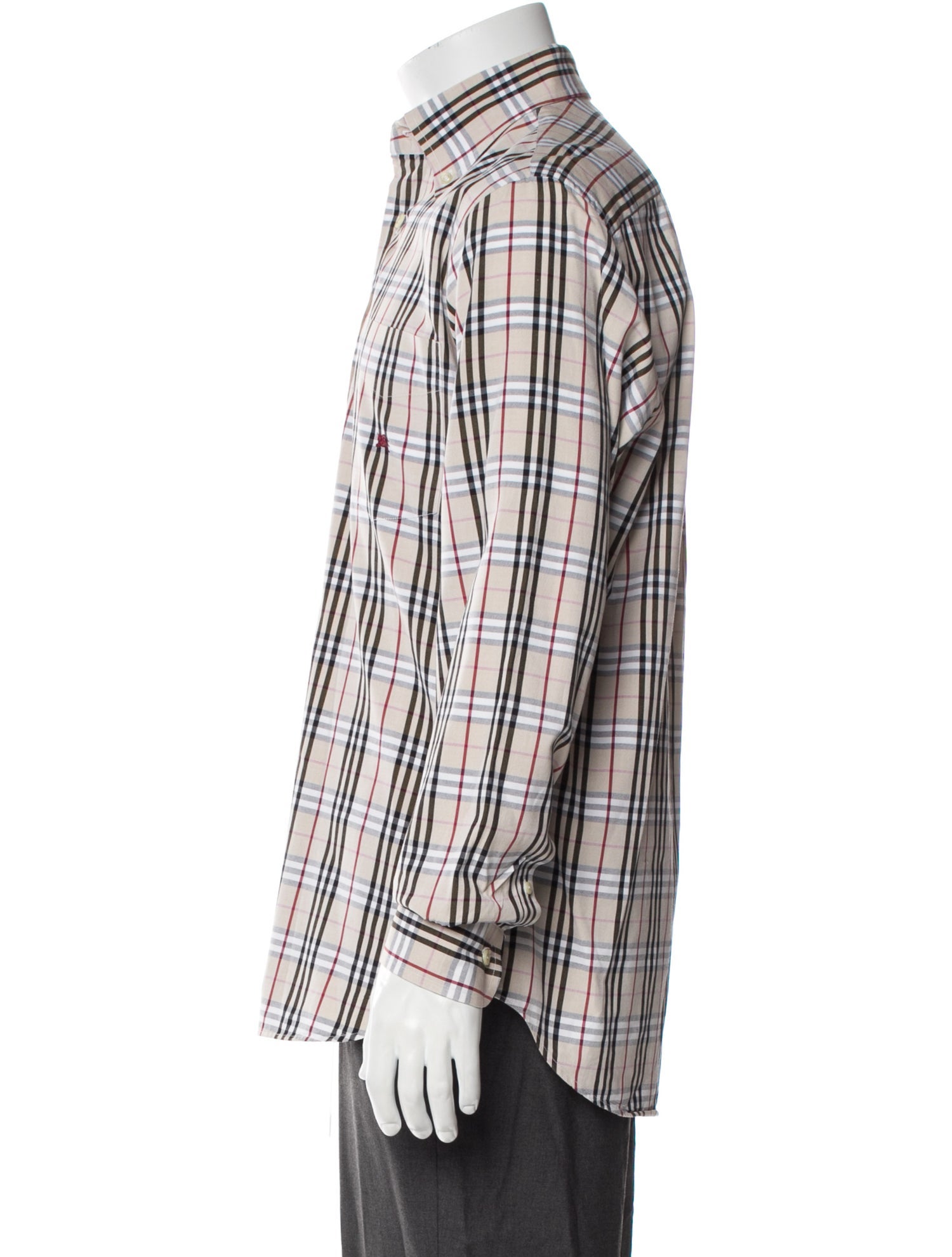 Burberry London Plaid Print Long Sleeve Dress Shirt