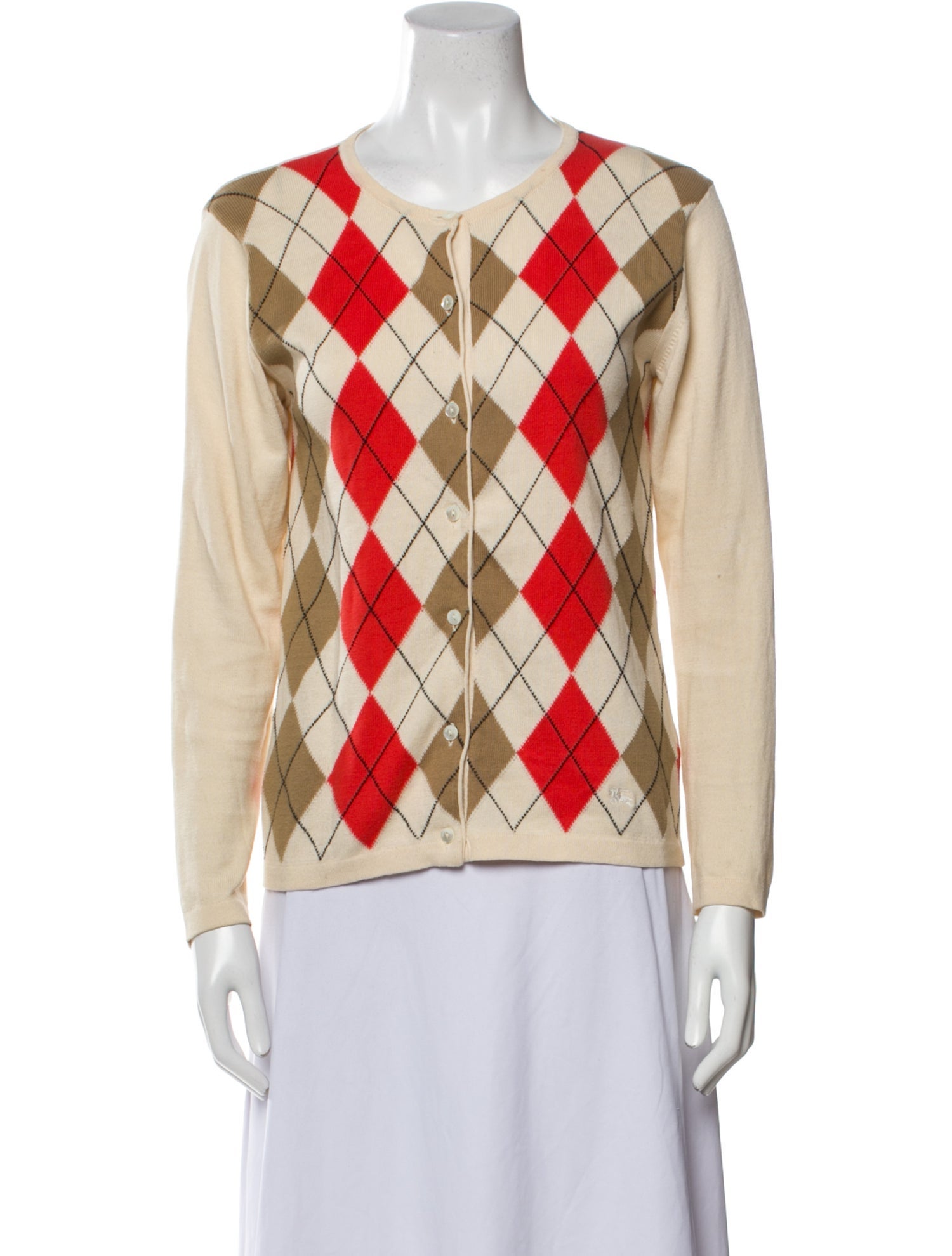 Burberry London Plaid Print V-Neck Sweater