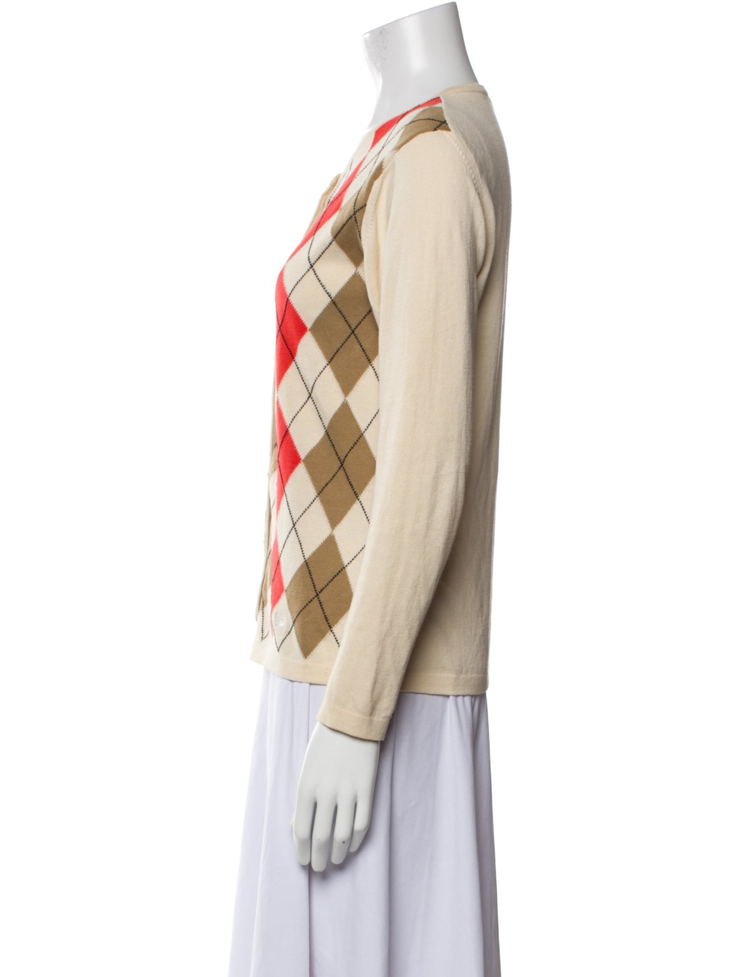 Burberry London Plaid Print V-Neck Sweater