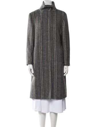 Burberry London Wool Striped Faux Fur Coat