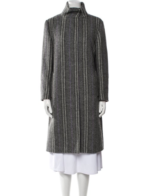 Burberry London Wool Striped Faux Fur Coat