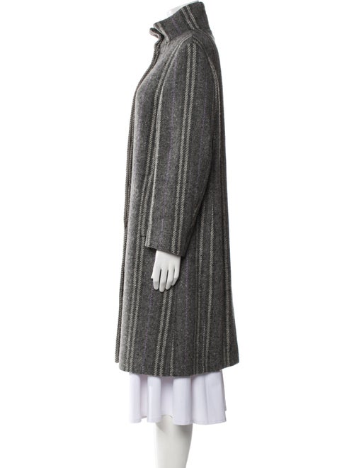 Burberry London Wool Striped Faux Fur Coat